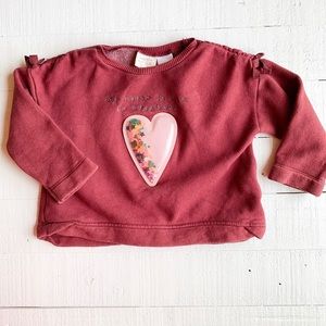 Zara heart sweatshirt 9-12 months